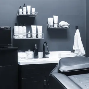 our studio sink with our products displayed above